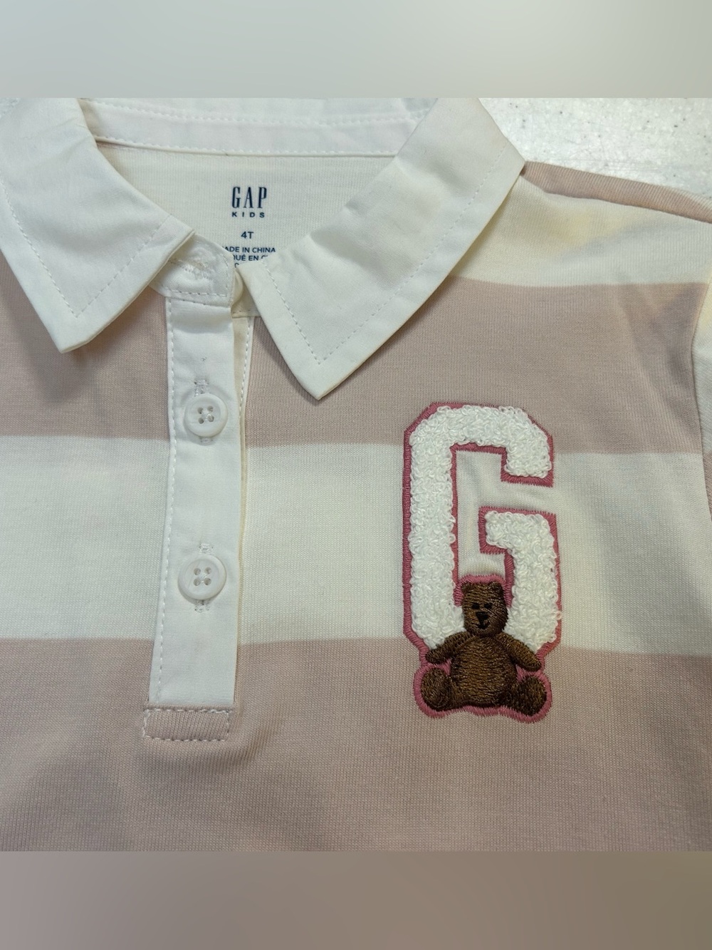 NWT Baby Gap Rugby Polo Dress G Patch Bear Embroidered Girls Size 4T - Picture 4 of 6